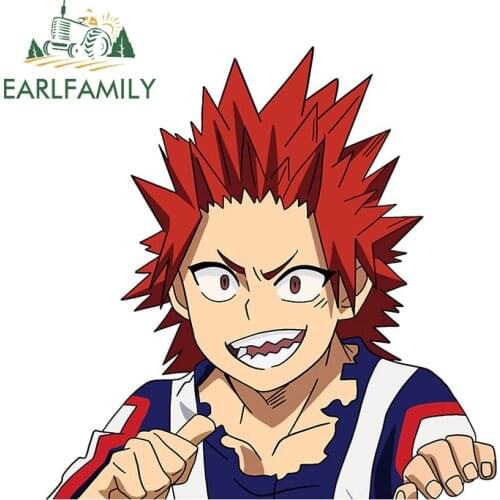 EARLFAMILY Cartoon Kirishima Eijiro Graffiti Car Stickers Waterproof Window Bumper Decal JDM Japan Anime Graphics