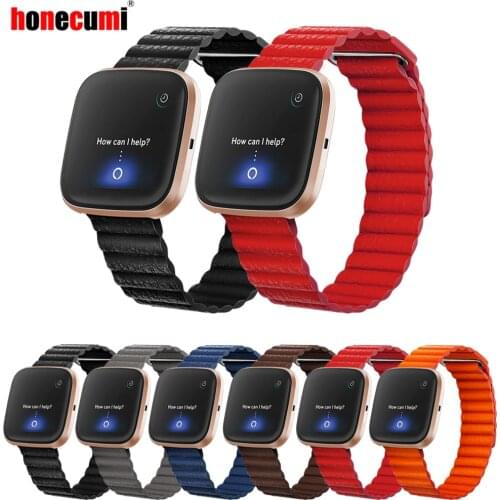 Leather Magnetic Bracelet For Correa Fitbit Versa/Versa 2 Strap Replacement Band For Fitbit Versa Lite Watch