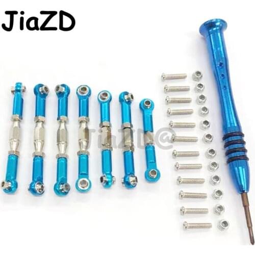 Metal Servo Linkage Pull Rod for WLtoys 144001 1/14 RC Car Servo Linkage Adjustable Lever Steering Tie Rod Set Upgrade Parts Y09