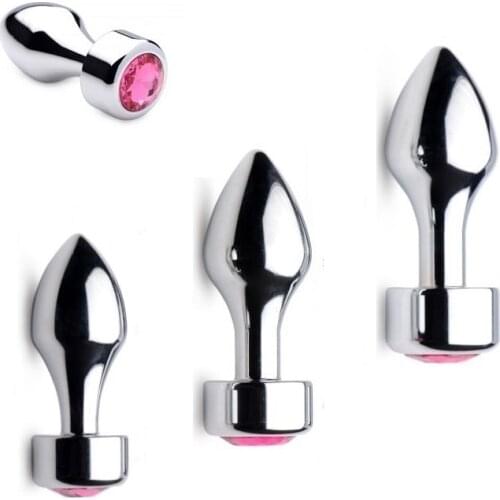 Small medium large super huge 3 size bullet Metal Anal beads butt plug set round jewelry BDSM insert Sex toy for male female