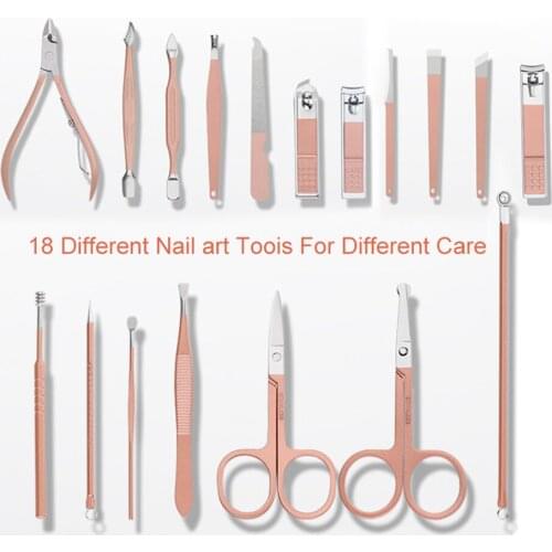 10/18pcs Manicure Nail Clippers Pedicure Set Nail Trimmer Portable Travel Hygiene Kit Stainless Steel Nail Cutter Tool Set