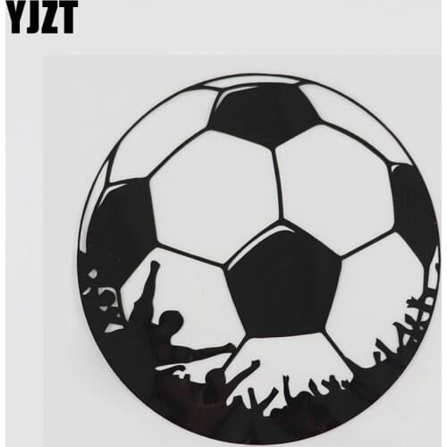 YJZT 12.4CMX12.5CM Soccer Creative For Cheers To Victory Decal Vinyl Car Sticker Black/Silver 8A-0880