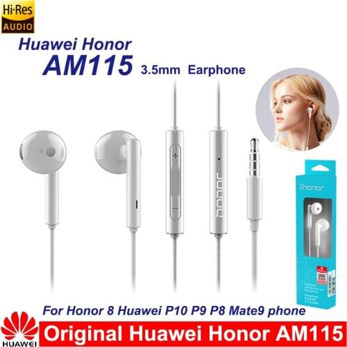 Original Huawei Honor AM115 Headset With 3.5mm in Ear Earbuds Earphone Speaker Wired Controlle for Huawei P10 P9 P8 Mate9 Honor8
