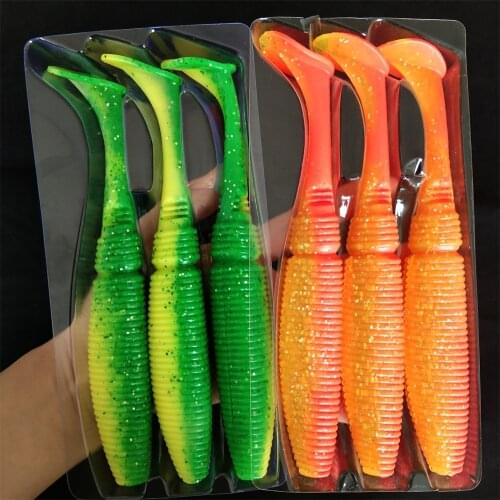 Noeby 6PC 17cm/39g Silicone bait Fishing lure T tail worm Soft lures Artificial bass baits Swimbait Fishing gear fishing bait