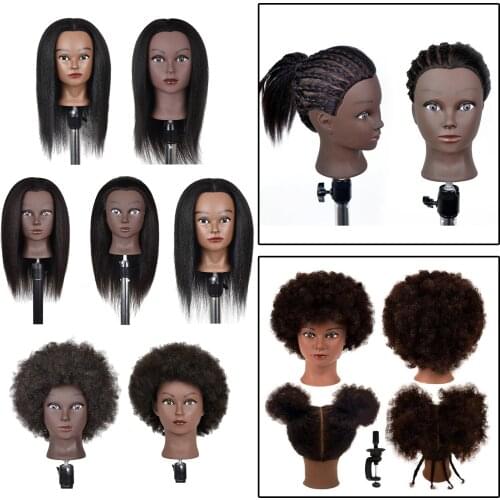 Salon Hair Styling Hairdressing Practice Doll Head Training Mannequin+Clamp Curly Wig Hair Practice Heads Makeup Doll Head