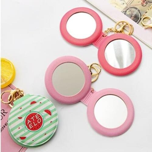 Portable Folding Rainbow Women Pocket Double Sided Mirror PU Leather Cosmetic Mirrors Decorative Mirrors