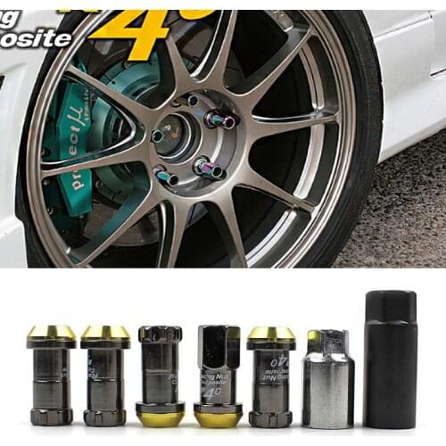 20PCS Racing Composite R40 Neo Titanium Chrome Steel Lock Anti Theft Wheel Lug Nuts M12x1.5/1.25 Ultra-lightweight Car Hub Parts