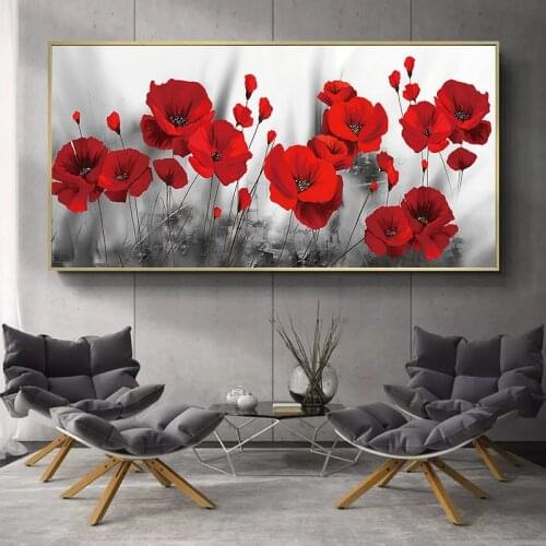 Romantic Red Poppies Canvas Painting Scandinavian Posters and Prints Wall Art Pictures for Living Room Cuadros Home Decoration