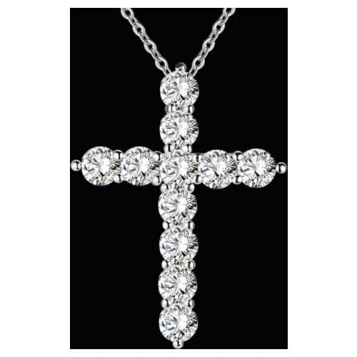 Luxury Cross Pendant Necklace made of 11 Pieces Princess Cut Cubic Zirconia Necklace Pendant for Ladies and Women