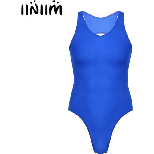 Iiniim Sexy Mens Teddies Bodysuit Sleeveless Backless Gymnastic Jockstraps Pouch Cutout Back Leotard Sexy Bodysuit Bodystocking