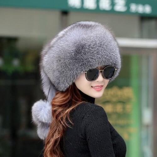 Fox Fur Hat New Fox Fur Hat Children Winter Outdoor Warm National Wind Princess Hat Cap