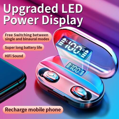 Sports Wireless Headset Bluetooth 5.1 Binaural Stereo Headphone Sensitive Touch Large-capacity Charging Cockpit IPX7 Waterproof