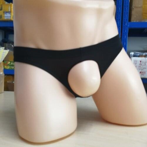 Panties Men Ice Silk Tanga Sexy Hombre Low Waist String Open Slip Homme Gay Wear Underwear Lingerie Sexy Sissy Sheath Hole Thong