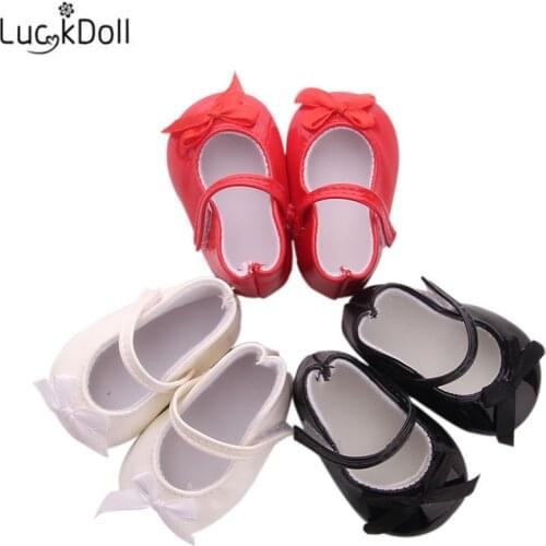Doll Shoes Bow Smooth And Shiny For 18 Inch American&43Cm Baby New Born Doll Our Generation , For Baby Birthday Festival Gift