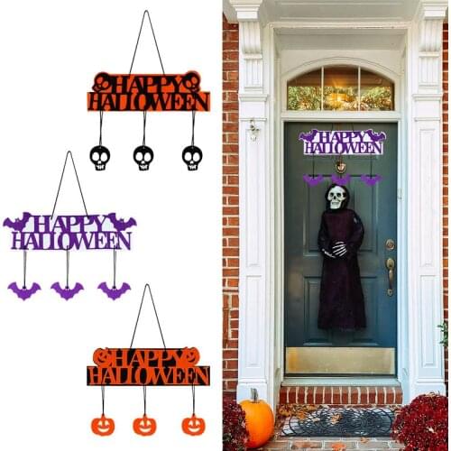 Halloween Party Decoration HAPPY HALLOWEEN Hanging Hangtag Window Door Decoration Doorplate Trick or Treat Pumpkin Hanging Signs