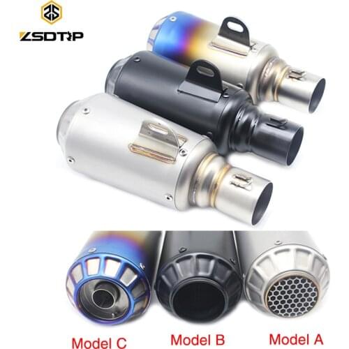 ZSDTRP 51mm Universal Motorcycle ATV Frosting Stainless Steel Exhaust Pipe Muffler for Honda GY6 CBR125/250 CB400/600 YZF FZ400
