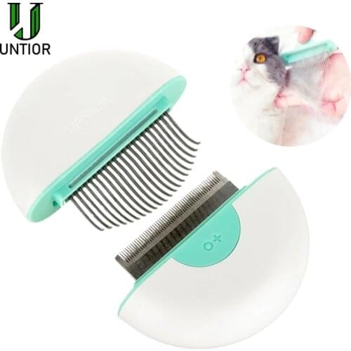 UNTIOR New Cat Comb 2 in 1 Pet Hair Removal Brush Plastic Pet Grooming Tools Furmines Hair Shedding Trimmer Comb for Dogs Cats