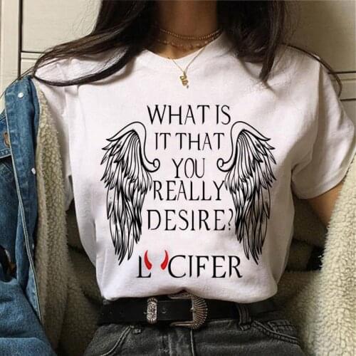WVIOCE High Quality Modal Ladies Short Sleeve Loose Women T-shirt Harajuku 90S Devil Lucifer Printed Female White Clothes