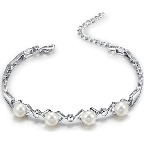Sinya 925 sterling silver bracelet for women with AAA freshwater pearls best for lover christmas birthday party gift 2017 Hot
