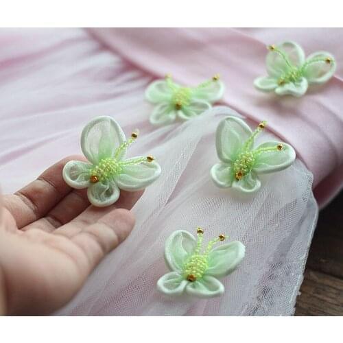20pc Beaded 3d Flower Butterfly Patch Collor Applique Sew On Patches For Clothing Embroidered Parches Bordados Ropa AC0827