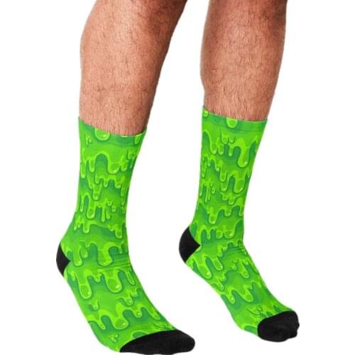 2021 Funny Socks Men harajuku Slimed Socks Fluorescent green Printed Happy hip hop Novelty Skateboard Crew Casual Crazy Socks
