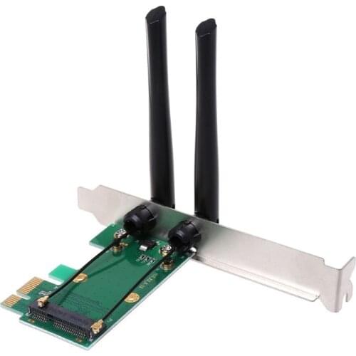 2021 New Wireless Network Card WiFi Mini PCI-E Express to PCI-E Adapter 2 Antenna External PC