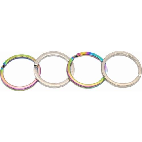 30mm Rainbow Stainless Steel Key Ring Split Ring Keychain ring Jewelry charm clasp Supplies metal key ring pendant Key Fob 20pcs