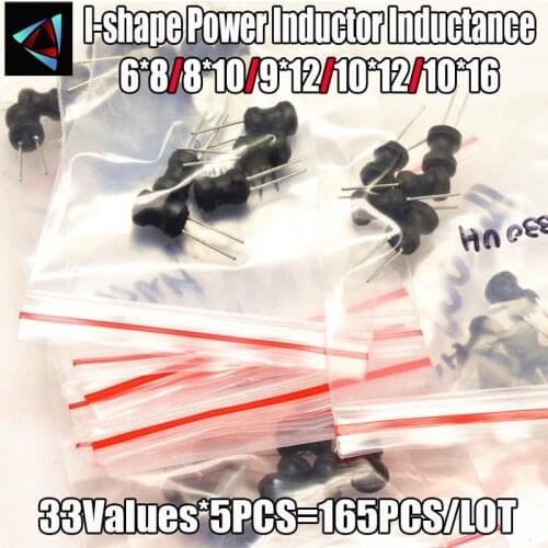 33Values Unshielded Wirewound DIP Inductor 0912 0608 0810 1012 1016 100uH 220uH 330uH 470uH 1mH 2.2mH 3.3mH I-shaped inductance