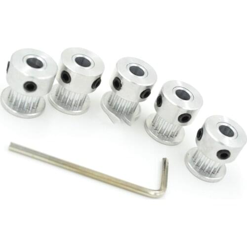 5pcs 16 teeth 2GT 2M 2MGT Timing Synchronous Pulley for Rubber GT2 Open belt, Bore 5mm ,width 6mm ,small backlash 16Teeth 16T