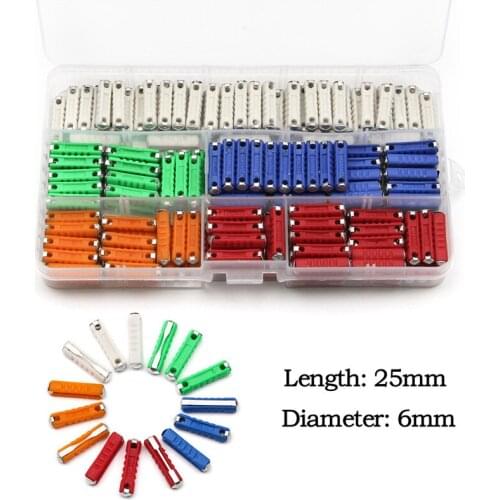 5/8/10/16/25A 6Sizs EU Fuses GBC Automotive Fuse 200pcs/set Dia 6mm European Car/Auto Bakelite Fuze Kit with Plastic Box