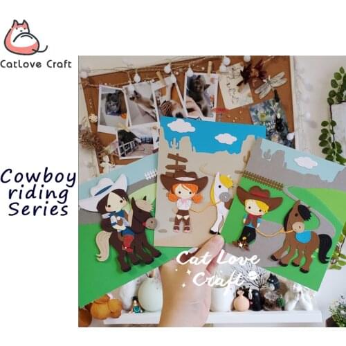Catlove Cowboy riding Series Metal Cutting Dies Scrapbooking Stencil Die Cuts Card Making DIY Craft Embossing New Dies For 2021