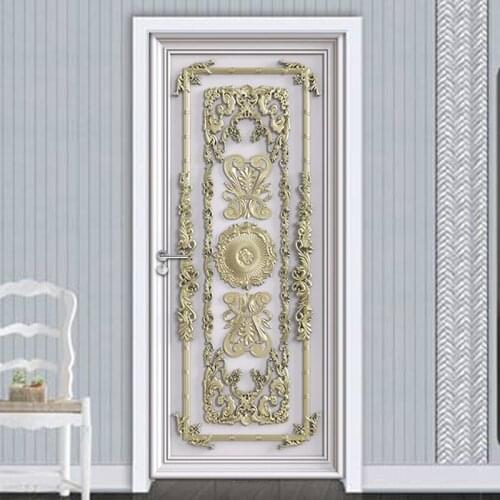 Door Sticker Tools Door Wallpaper Door Decoration DIY Self-adhesive 3D European Style Living Room Bedroom Door Mural Home Decor