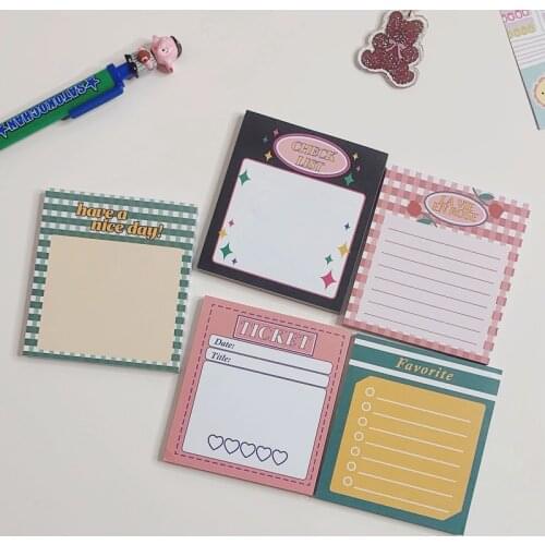 SaYing 50 Pcs Korea American Retro Style Memo Pad Simple Can Tear Up Sub-Stripes List Note Paper DIY Journal Material Stationery