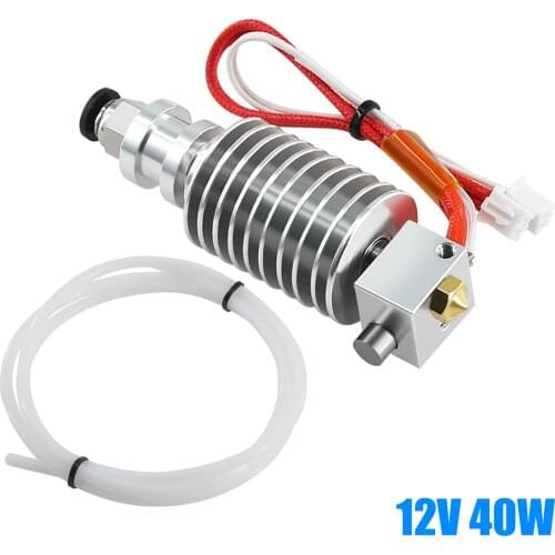Aibecy I3 Hotend Extruder Kit 12V Extrusion Head with 0.4mm Nozzle 100K Ohm Thermistor PTFE Tube Heater Wire for 3D Printer