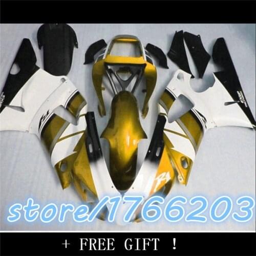Yellow white motorbike fairing kit FOR YZF R1 1998 1999 YZFR1 98 99 YZF-R1 98-99 YZF1000 BBF