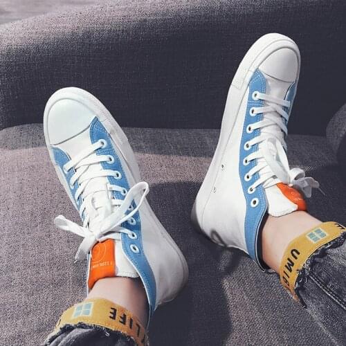 Korean male sale zapatos Man sneaker top sneakers mens canvas white breathable sapatos high casual comfortable spring shoes hot