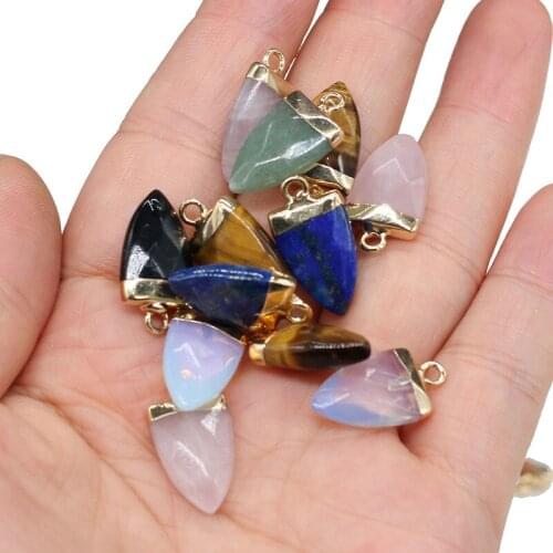 Natural Stone Small Pendant Charms Triangle Faceted Agates Pendant for Women DIY Jewelry Best Birthday Gift Size 10x20mm