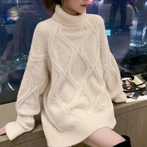 Lazy wind Twist Pullover Sweater Women 2020 New Autumn Winter Fashion Mid-Length Loose Thicken All-Match Knitting Sweater Female