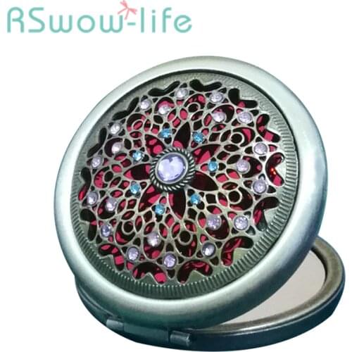 Retro Small Mirror Flip Folding Makeup Mirror Portable Mirror Silver Round Mirror Magnifying Mirror Vanity Accessories