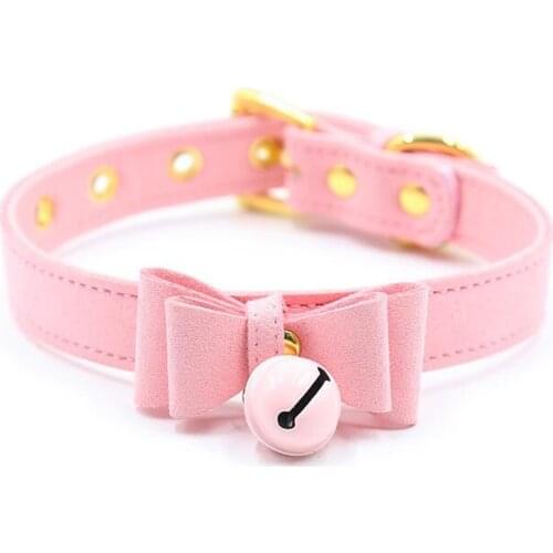 New Sexy Rivet Alternative metal PU Leather Collar Bell Choker necklace slave costume punk Bondage Necklace Neckband jewelry