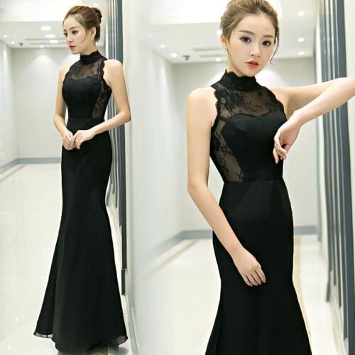 New arrival black sexy Halter lady girl women princess bridesmaid banquet party ball dress gown