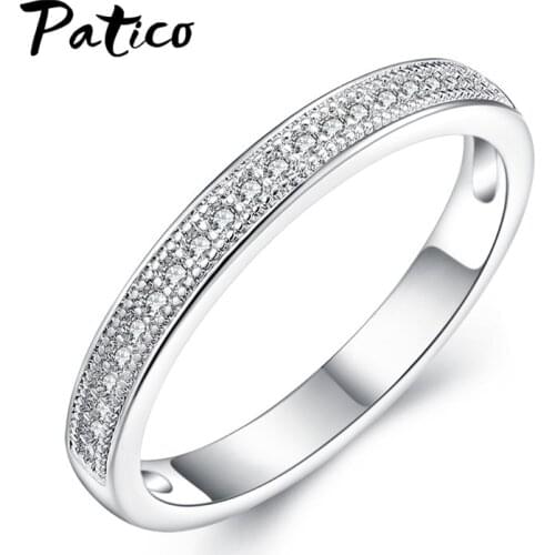 New Simple Design 925 Sterling Silver Wedding Band Rings for Women Engagement Wedding Ring AAAA+ Zirconia Jewelry