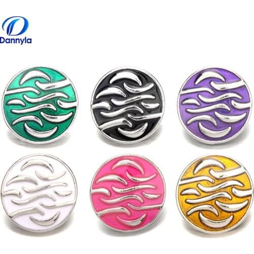 Wholesale 18mm snap Jewelry Charms 5pcs Color Abstract pattern Round Snap Button fit snap bracelet for women LSSN361