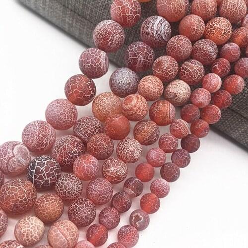 Wholesale 6/8/10mm Frost Cracked Dream Fire Dragon Veins Round Loose Bead For Jewelry Making 15" Diy Bracelet&Necklace #07