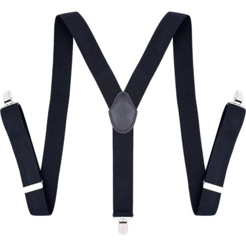 Adult mens 3 clip suspenders black stretched elastic trousers suspenders European and American models