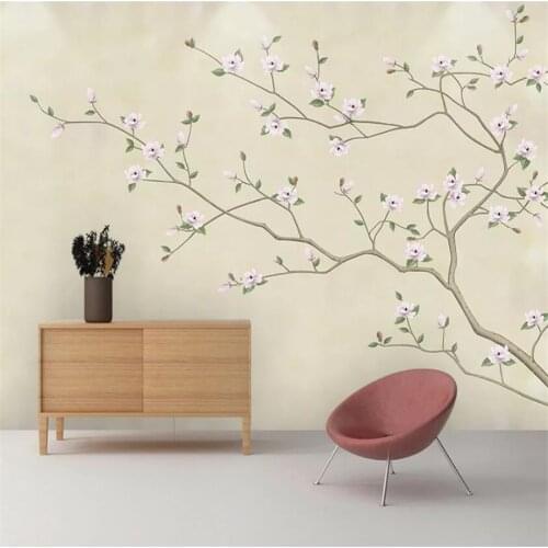 Custom wallpaper 3d mural hand-painted oil painting pen new Chinese American magnolia background wall paper decorative painting