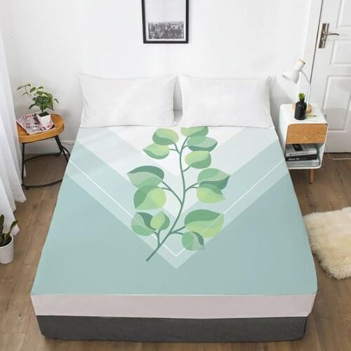 1pc bed sheet Elastic fitted sheet With An Elastic Band 150/180/200/160*200 Mattress Cover Double Bed cover nordic green