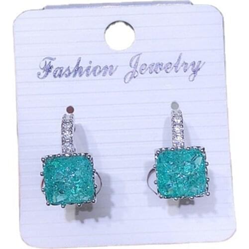 Earrings For Women 2021 European American Style Fashion Copper Earrings Stones Green Set Vintage 3A Zircon Lce Flowers Jewelry