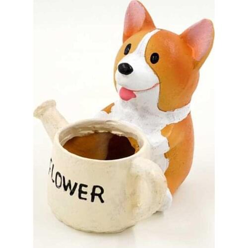 Cute Dog Shape Planter Plant Pot Succulent Herb Flower Case Resin Outdoor Indoor Exquisite Flower Pots
