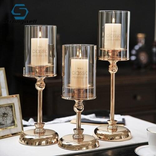 Strongwell Modern Cyrstal Candle Holder Household Suuplies Decoration Furnishings Transparent Glass Candlestick Dinner Decors